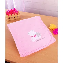 Simply Terry Cotton Knit Teddy  Embroidery Towel & Wrapper  L 80 x B 80 cm -  Pink-picture-26