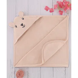 Simply Terry Knit Hooded Towel With Teddy Bear Embroidery L 80 x B 80 cm - Beige-picture-25