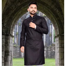 simran creation Men Solid Cotton Blend Straight Kurta image 2