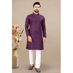 simran creation Men Solid Cotton Blend Straight Kurta-picture-16