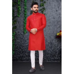 simran creation Men Solid Cotton Blend Straight Kurta-picture-17