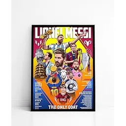 SINCE 7 STORE Wood Lionel Messi Legendary Career Framed Poster For Gifting/For Room Decor/For Football Fans (A4, Black)-picture-10