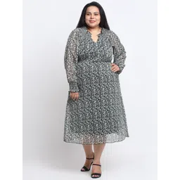 sindrellastorie Women Plus Size Floral Georgette Blouson Midi Dress-picture-27