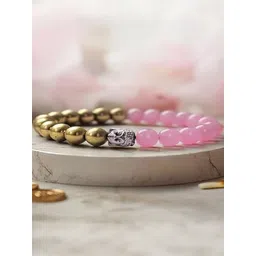 SINDURRI CREATIONS Unisex Citrine & Pyrite Studded Elasticated Bracelet-picture-26