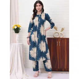 SINGNI Printed Mandarin Collar Pure Cotton Tunic With Trousers-picture-17