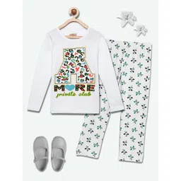 SINI MINI Girls 2 Pieces Floral Printed Pure Cotton Night Suit-picture-35