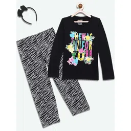 SINI MINI Girls 2 Pieces Typography Printed Night Suit-picture-52