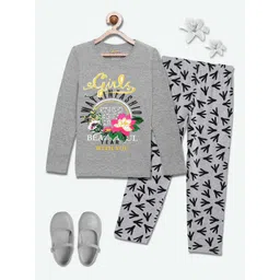 SINI MINI Girls 2 Pieces Typography Printed Night Suit-picture-58