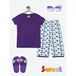 SINI MINI Girls Conversational Printed Pure Cotton Night Suit-picture-18