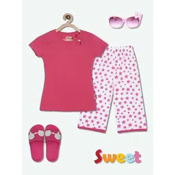 SINI MINI Girls Conversational Printed Pure Cotton Night Suit-picture-49