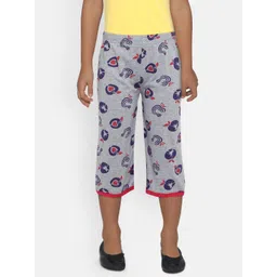 SINI MINI Girls Grey & Purple Printed Regular Fit Capris-picture-11