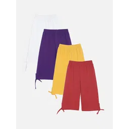 SINI MINI Girls Set of 3 Purple & White Solid Capris-picture-58