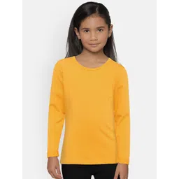 SINI MINI Girls Yellow Solid Round Neck T-shirt-picture-53