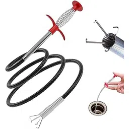 Sink Drain Cleaner Cable, Cleans Kitchen and Bathroom Sinks, Drain Pipe Cleaning Spring Stick, Hair Catching | Drain Pipe Cleaning Wire | Basin Cleaner Tool | 5 foot (160 CM) Pack of 1-picture-29