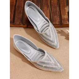SIRDENILL Women Rhinestone Detailing Embellished Mojaris Flats-picture-23