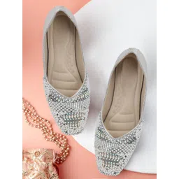 SIRDENILL Women Rhinestone Detailing Embellished Mojaris Flats-picture-24