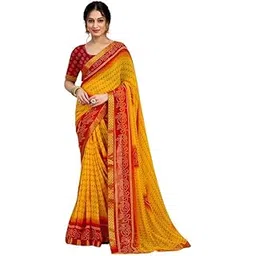 siril Women's Chiffon Bandhani Printed Saree With Unstitched Blouse Piece-picture-54