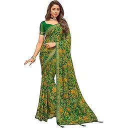 siril Women's Floral Printed Chiffon Saree with Blouse-picture-12