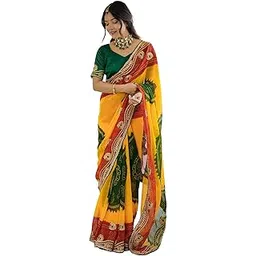 siril Women's Georgette Bandhani Saree With Unstitched Blouse-picture-24
