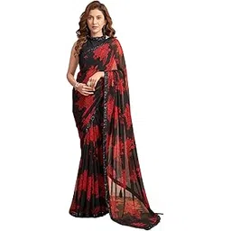 siril Women's Georgette Floral Printed Saree With Unstitched Blouse Piece-picture-16
