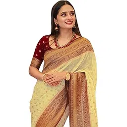 siril Women's Soft Banarasi Silk Jacquard Saree with Unstitched Blouse Piece-picture-27