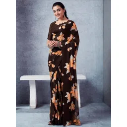 Sita Brown Pure Georgette Printed Sarees-picture-21