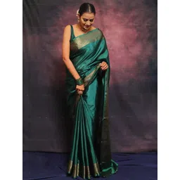 Sita Green Silk Blend Woven Design Sarees-picture-21