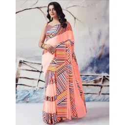 Sita Peach Pure Georgette Printed Sarees-picture-39