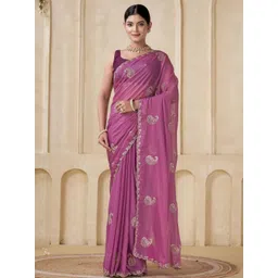 Sitanjali Floral Embroidered Pure Georgette Bagh Saree-picture-33