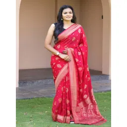 Sitanjali Floral Zari Silk Blend Kanjeevaram Saree-picture-24