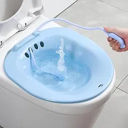 Sitz Bath Tub for Adults |Portable Sitz Bath for Toilet Seat with Flusher Pump | Hemorrhoids, Postpartum & Piles Care, Fissure & Piles Relief | Hygienic, Anti-Overflow Perineal Care Basin (Pack Of 1-Blue)-picture-14