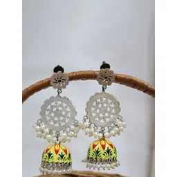 SIVA BY ANIKA Brass-Plated Artificial Beaded Dome Shaped Jhumkas-picture-30