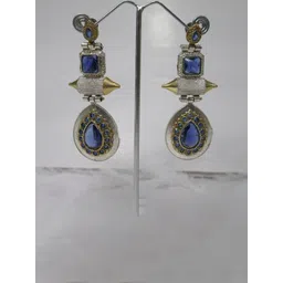 SIVA BY ANIKA Brass-Plated Artificial Stones Studded Contemporary Shaped Drop Earrings-picture-18