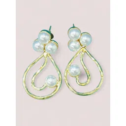 SIVA BY ANIKA Brass-Plated Pearls Beaded Circular Shaped Drop Earrings-picture-10