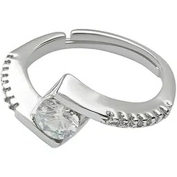 sivlari 925 BIS Hallmark Certified Gifted Silver Women Ring Handmade Natural Cubic Zirconia Rhodium Plated Adjustable for Weddings & Engagement-picture-10
