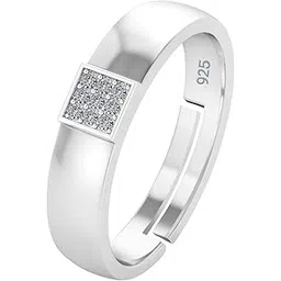 sivlari 925 BIS Hallmark Certified Silver Gifted Fancy Men Ring Cubic Zirconia Rhodium Plated Adjustable for Weddings & Engagement-picture-36