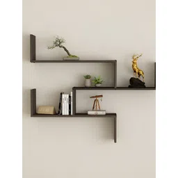 SIVOM Brown Multipurpose Wooden Wall Shelves-picture-16