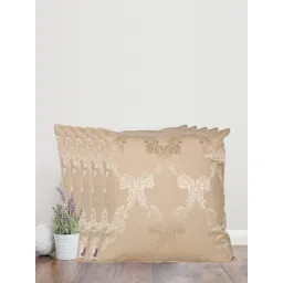 Sivya by Home Beige Ogee Self Design Cushion Covers (Pack of 5)-picture-26