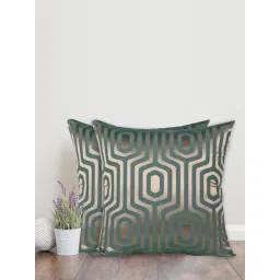 Sivya by Home Green Geometric Self Design Cushion Covers (Pack of 2)-picture-36