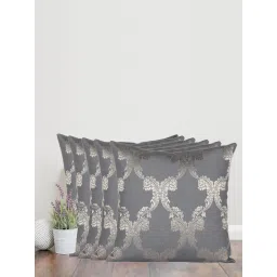 Sivya by Home Navy Blue Ogee Self Design Cushion Covers (Pack of 5)-picture-32