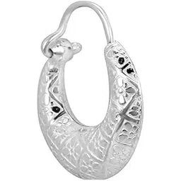 sivyaa Men's Single Piece Kaju Shape Bali Hoop Earrings | Pure 925 Silver | Size 10 mm to 16 mm | Textured Piercing Ear Ring | Bold Cool Look | Gift Item 4 Boys Kids | 6 Month Warranty, 1 Pcs-picture-13