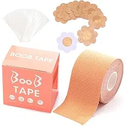six sigma Self Adhesive Boob Tape with 10pcs Nipple Cover & 36pcs Fashion Tape Double Sided Strapless Bra & Heavy Breast Support Boobs Tape for Women Clothes Beige-picture-50