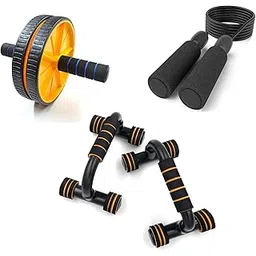 SIXTEEN Double Abs Wheel Roller and Push Up Bar Stand with Skipping Rope for Gym Home Exercise Equipment Combo Set for Men and Women-picture-40