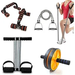 SIXTEEN Double Spring Tummy Trimmer and Push Up Bar, Toning Tube with Abdominal Ab Wheel Roller for Full Body Workout Home Gym Exercise Equipment Combo Set-picture-38