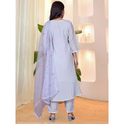 Siya Fashion Women Floral Embroidered Anarkali Kurta with Trousers & Dupatta image 2