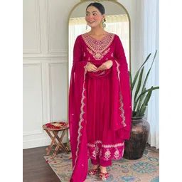 Siya Fashion Women Floral Embroidered Regular Kurta with Trousers & With Dupatta-picture-22