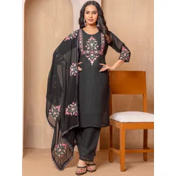 Siya Fashion Women Floral Embroidered Regular Thread Work Kurta with Salwar & With Dupatta-picture-33
