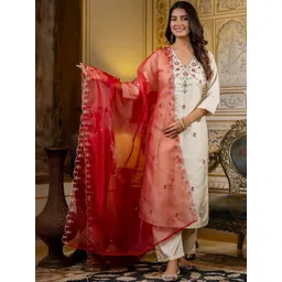Siya Fashion Women Floral Embroidered Regular Thread Work Kurta with Trousers & With Dupatta-picture-31