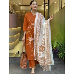 Siya Fashion Women Floral Embroidered Regular Thread Work Kurta with Trousers & With Dupatta-picture-12