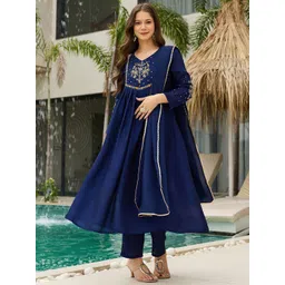 Siya Fashion Women Floral Embroidered V Neck Thread Work Kurta with Trousers & Dupatta-picture-15